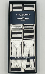 Albert Thurston - Woven Barathea Braces - 40 mm - Black and White  Horizontal Stripes #8518