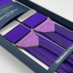 Albert Thurston for Cruciani & Bella Made in England Adjustable Sizing 40 mm Woven Barathea  Purple braces Braid ends Y-Shaped Nickel Fittings Size: XL