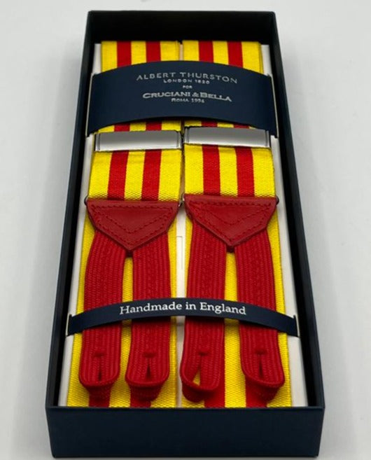 Albert Thurston - Woven Barathea Braces  - 40 mm -  Yellow and Red Stripes # 8351