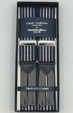 Albert Thurston Braces  - 40 mm - Blue, Grey and White  Stripes  #6172