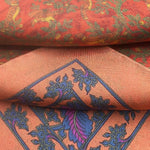 Cruciani & Bella - Silk - Apricot, Olimpic Blue and Green Double Patterned Motif Pocket Square 
