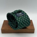 Drake's- Printed Silk - Green, Off White and Blue Motif Tie #5189