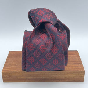 Drake's - Woven Silk Jacquard - Wine with Red Motif Tie #6863