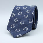 Cruciani &amp; Bella
100% Woven Silk Jacquard
Unlined
Seven Folds
Light Denim Blue and Off-White motif tie
Handmade in Italy
8 cm x 149 cm
#3105