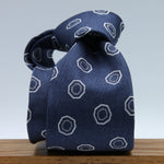 Cruciani &amp; Bella
100% Woven Silk Jacquard
Unlined
Seven Folds
Light Denim Blue and Off-White motif tie
Handmade in Italy
8 cm x 149 cm
#3105