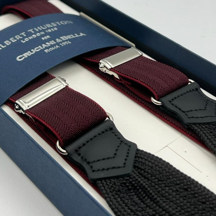 Albert Thurston - Elastic Braces - 25 mm - Red Wine Harringbone #8285