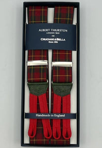 Albert Thurston - Elastic Braces - 35 mm - Red, Green and Yellow Tartan Motif #7601