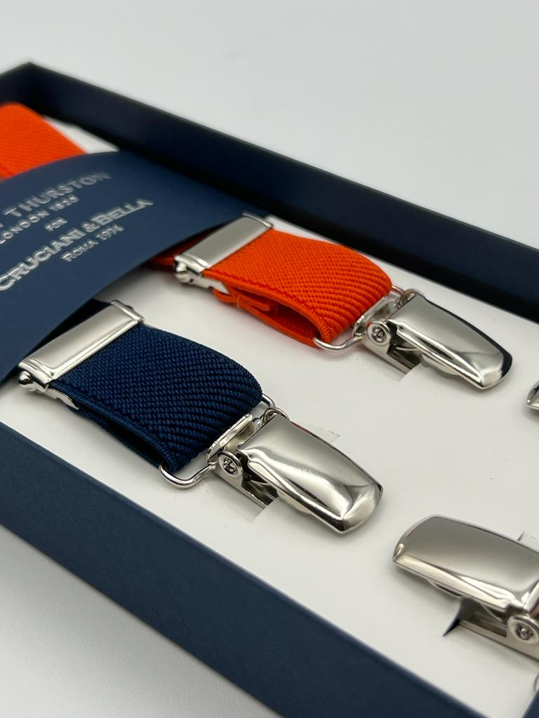 Albert Thurston - Elastic Clip-on-braces  - 25 mm - Blue and Orange Exclusive #8296