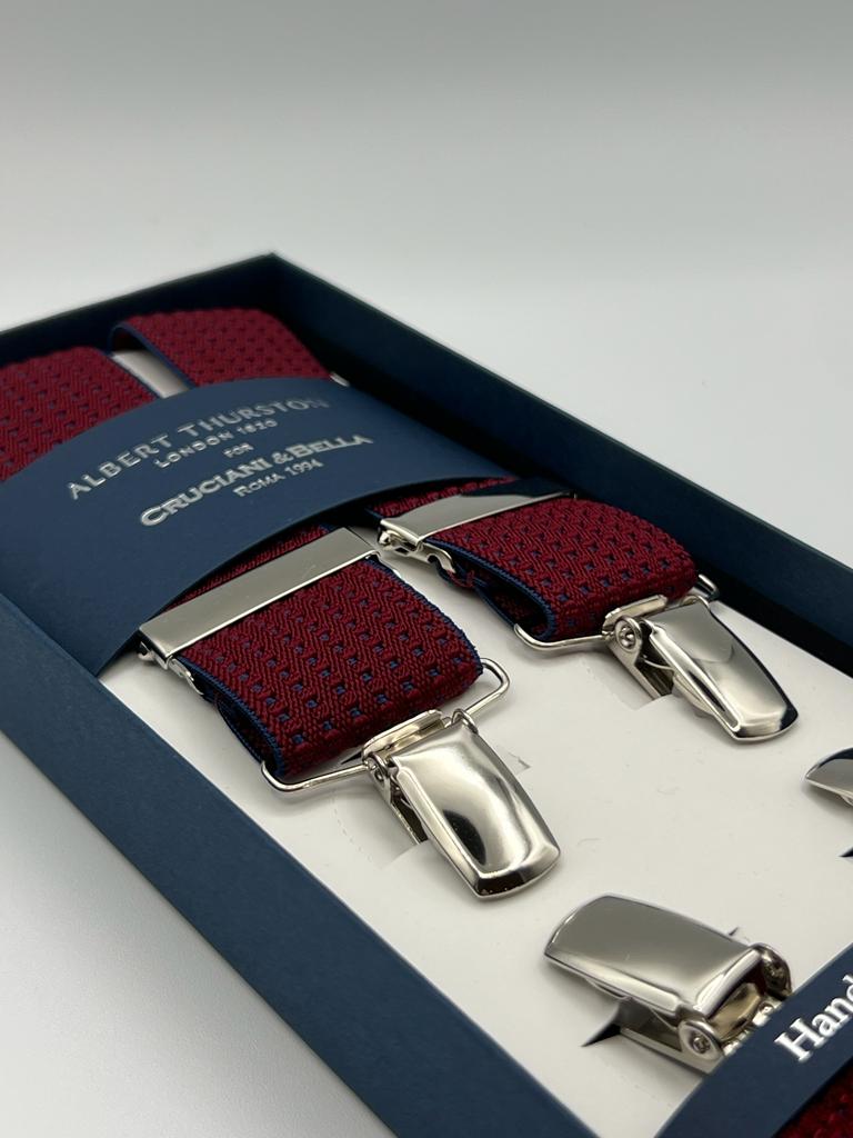 Albert Thurston - Elastic Clip-on-braces  - 35 mm - Rust, Blue Dots  #8143