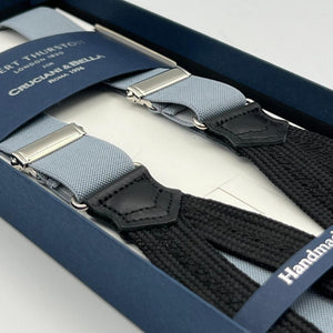 Albert Thurston for Cruciani & Bella Made in England Adjustable Sizing 25 mm elastic braces Grey plain  Braid ends Y-Shaped Nickel Fittings Size: XL
