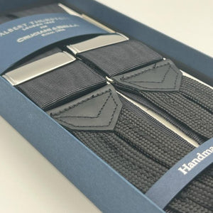 Albert Thurston - Woven Barathea Braces  - 40 mm -  Black Plain Moiré  # 2292