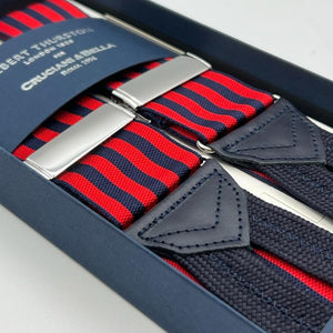 Albert Thurston - Woven Barathea Braces  - 40 mm -  Red and Blue  Stripes # 8335