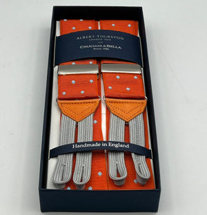 Albert Thurston Braces - 40 mm - Orange and Light Grey Dot braces –  Cruciani & Bella