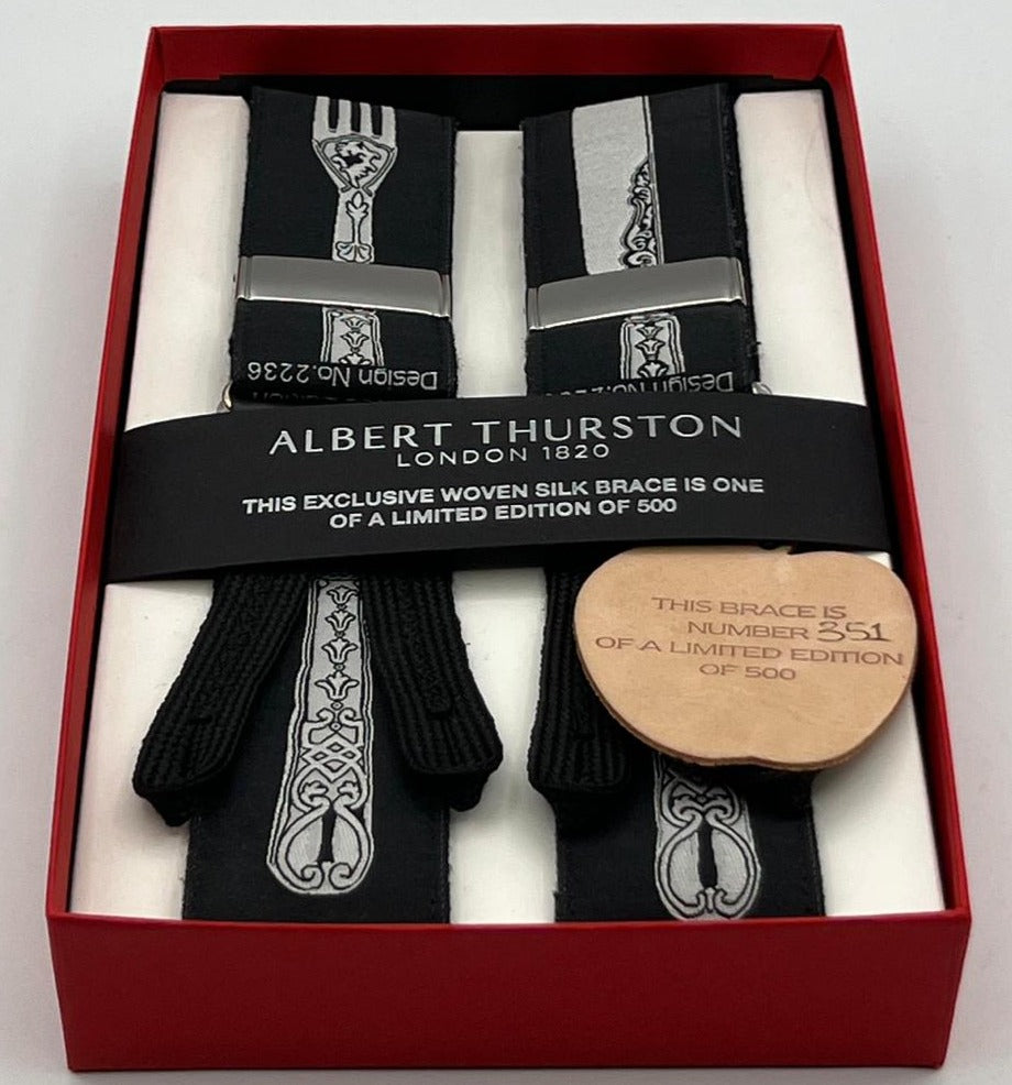 Albert Thurston Braces  - 40 mm - Woven Silk - Limited Edition Nr 351 of 500 ' Cutlery ' #6776