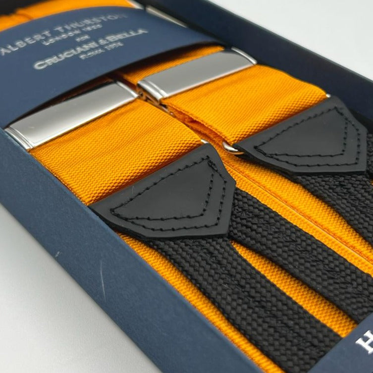 Albert Thurston for Cruciani & Bella Made in England Adjustable Sizing 40 mm Woven Barathea  Orange plain Y-Shaped Nickel Fittings Size: XL
