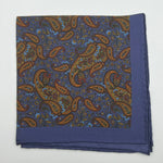 Cruciani & Bella - Silk - Blue, Brown, Green Patterned Motif Pocket Square