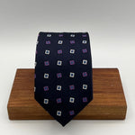 N.O.S. Cruciani & Bella - Silk - Bleu, Purple, White and Light Bleu Patterned Motif 