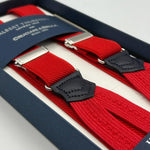 Albert Thurston for Cruciani & Bella Made in England Adjustable Sizing 25 mm elastic braces Red Harringbone Braid ends Y-Shaped Nickel Fittings Size: XL