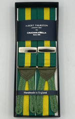 Albert Thurston - Woven Barathea Braces  - 40 mm -  Green and Yellow Stripes #5648