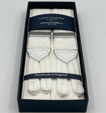 Albert Thurston for Cruciani & Bella Made in England Adjustable Sizing 40 mm Woven Barathea   White Dots  Braces Y-Shaped Nickel Fittings Size: XL