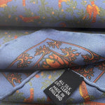 Cruciani & Bella - Silk - Light Blue, Orange Double Patterned Motif Pocket Square #7844