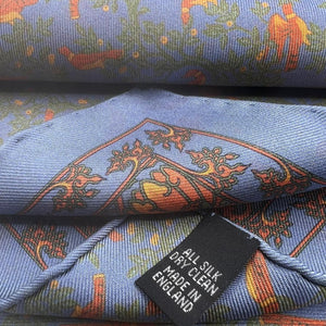 Cruciani & Bella - Silk - Light Blue, Orange Double Patterned Motif Pocket Square #7844