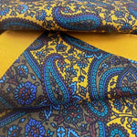 Cruciani & Bella - Silk - Yellow, Brown, Green Paisley Motif Pocket Square