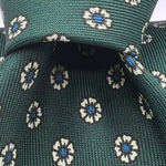 Drake's- Printed Silk - Green, Off White and Blue Motif Tie #5189