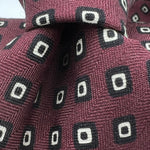 Drake's- Printed Silk - Red Wine, White and Black Motif Tie #0185-1