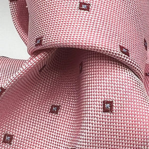 Drake's - Woven Silk Jacquard - Pink, Light Red and Off White Motif Tie #5319