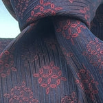 Drake's - Woven Silk Jacquard - Wine with Red Motif Tie #6863