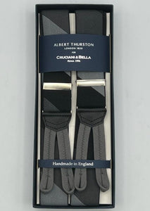Albert Thurston - Elastic Braces - 35 mm - Grey and Black Large Stripes #4950