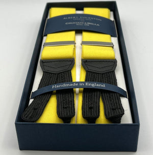 Albert Thurston for Cruciani & Bella Made in England Adjustable Sizing 35 mm Elastic Braces Yellow Plain Braces Braid ends Y-Shaped Nickel Fittings Size: XL #7499