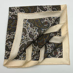 Cruciani & Bella - Silk - Beige, Green, Light Blue Patterned Motif Pocket Square