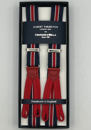 Albert Thurston - Elastic Braces - 25 mm - Blue, Red and White Stripes #7603
