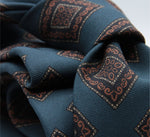 Holliday &amp; Brown for Cruciani &amp; Bella
100% printed Madder Silk
Self Tipped
Denim Blue, Brown, Dark Blue and Yellow motif Tie
Handmade in Italy
8 cm x 150 cm
#8955