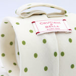 Cruciani &amp; Bella
Printed and Handmade in Italy
100% Wool
Unlined
Off-White and Green Dots Motif Tie
8 cm x 150 cm
#9171