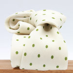 Cruciani &amp; Bella
Printed and Handmade in Italy
100% Wool
Unlined
Off-White and Green Dots Motif Tie
8 cm x 150 cm
#9171