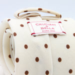 Cruciani &amp; Bella
Printed and Handmade in Italy
100% Wool
Unlined
Off-White and Brown Dots Motif Tie
8 cm x 150 cm
#9173