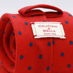 Cruciani &amp; Bella
Printed and Handmade in Italy
100% Wool
Unlined
Red and Blue Dots Motif Tie
8 cm x 150 cm
#9175