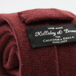 Holliday &amp; Brown for Cruciani &amp; Bella
90% Wool - 10% Silk
Tipped

Red Wine Plain tie
Handmade in Italy

8 cm x 150 cm
#9592