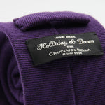 Holliday &amp; Brown for Cruciani &amp; Bella
90% Wool - 10% Silk
Tipped

Purple Plain tie
Handmade in Italy

8 cm x 150 cm
#9641