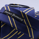 Holliday &amp; Brown for Cruciani &amp; Bella
100% Jacquard Silk
Tipped
"Sussex Yeomanry" Regimental Tie
Royal Blue and Yellow Stripes
Handmade in Italy
8 cm x 148 cm
#9650