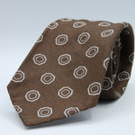 Cruciani &amp; Bella
100% Woven Silk Jacquard
Unlined
Seven Folds
Brown and Off-White motif tie
Handmade in Italy
8 cm x 149 cm
#9678
