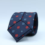 Cruciani &amp; Bella
100% Silk
Self-Tipped
Navy Blue, Red and Light Blue Motif Tie
Handmade and Printed in &nbsp;Italy
English Archive Motif
8 cm x 150 cm
#9721