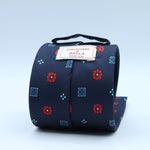 Cruciani &amp; Bella
100% Silk
Self-Tipped
Navy Blue, Red and Light Blue Motif Tie
Handmade and Printed in &nbsp;Italy
English Archive Motif
8 cm x 150 cm
#9721