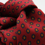 Cruciani &amp; Bella
Printed and Handmade in Italy
100% Wool
Unlined
Red Wine, Yellow and Blue Motif Tie
8 cm x 150 cm
#9744