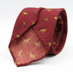 Cruciani &amp; Bella
Printed and Handmade in Italy
100% Wool

Unlined

Red Tie with Light Brown Dogs and Pheasants pattern

#9765