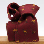 Cruciani &amp; Bella
Printed and Handmade in Italy
100% Wool

Unlined

Red Tie with Light Brown Dogs and Pheasants pattern

#9765