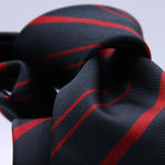 Holliday &amp; Brown for Cruciani &amp; Bella
100% Jacquard Silk
Tipped
"Royal Corps of Military Police" Regimental Tie
Navy Blue and Red Stripes
Handmade in Italy
8 cm x 148 cm
#9847